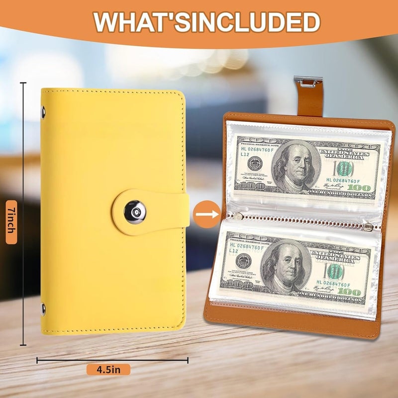 SUSOYAOCHEN 100 Envelope Challenge Binder with Lock, Savings Challenges Book with Envelopes,Envelopes Money Saving Challenge Savings Binder Successfully Reach Your Savings Goals (Yellow A) - Image 2